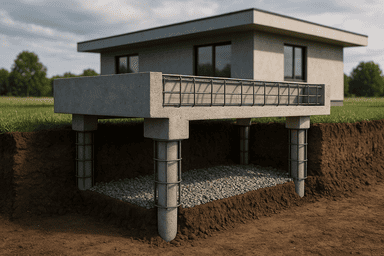 Буронабивные сваи с ростверком 10×10 м Буронабивные сваи с ростверком 10×10 м